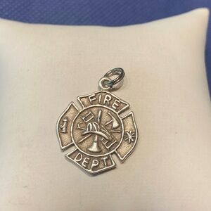 Sterling Silver Fire Department Pendant Charm